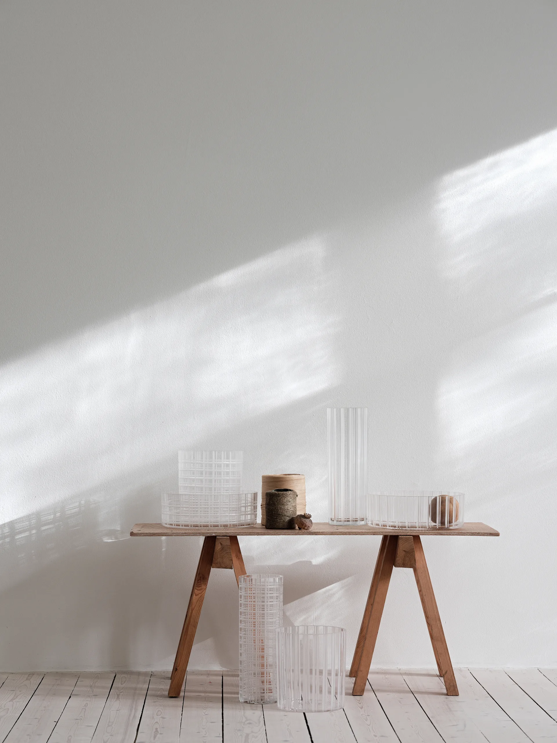 Cut in number vase 20 cm, Striped Orrefors