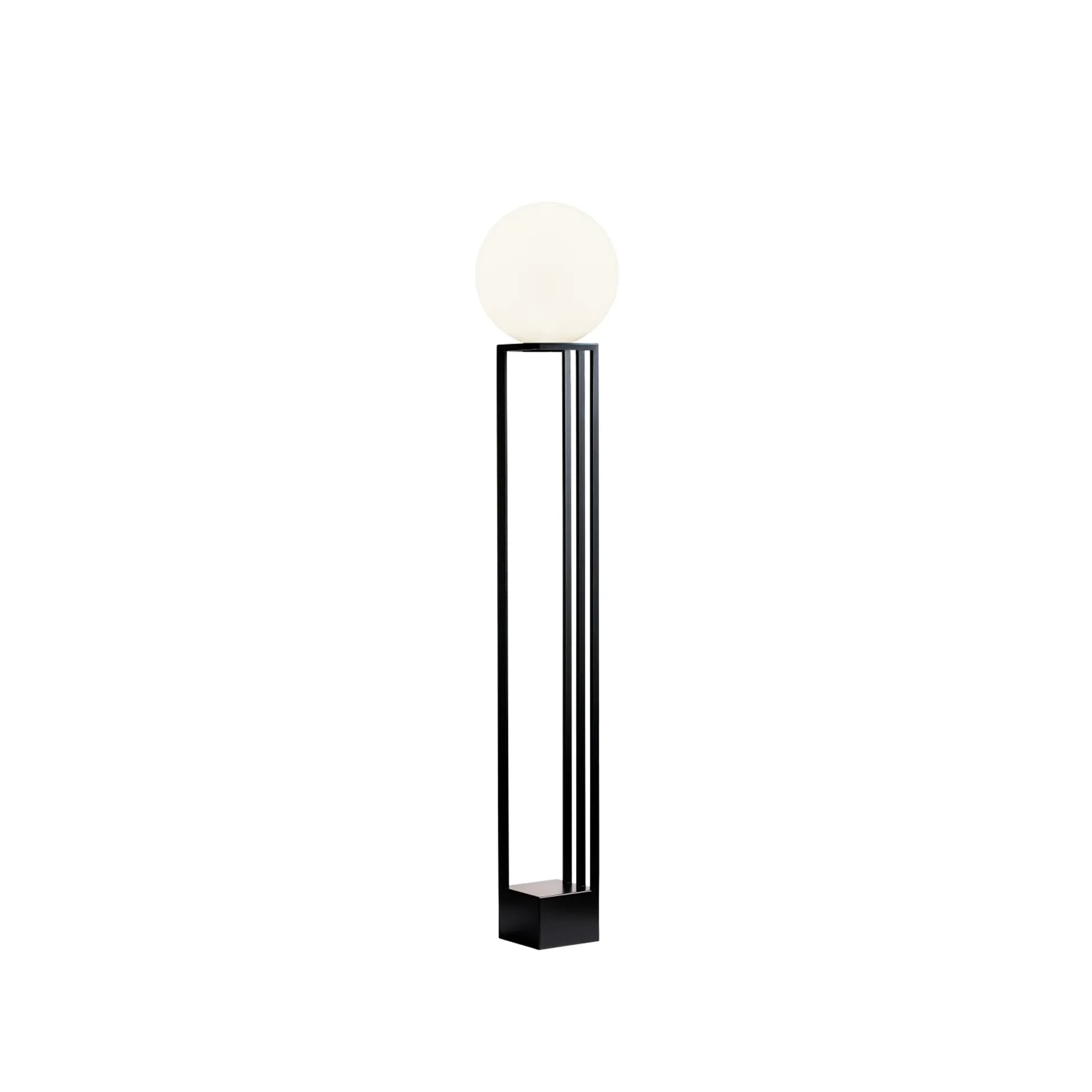 Libreria floor lamp, Black structure, opal white glass Örsjö Belysning