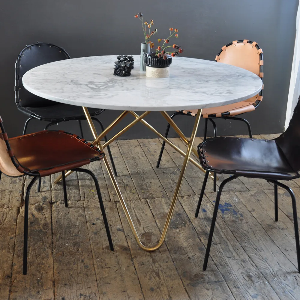 Big O Table dining table, Marble carrara. stainless steel stand OX Denmarq
