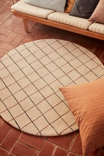 Grid round rug Ø140 cm - Off white - OYOY