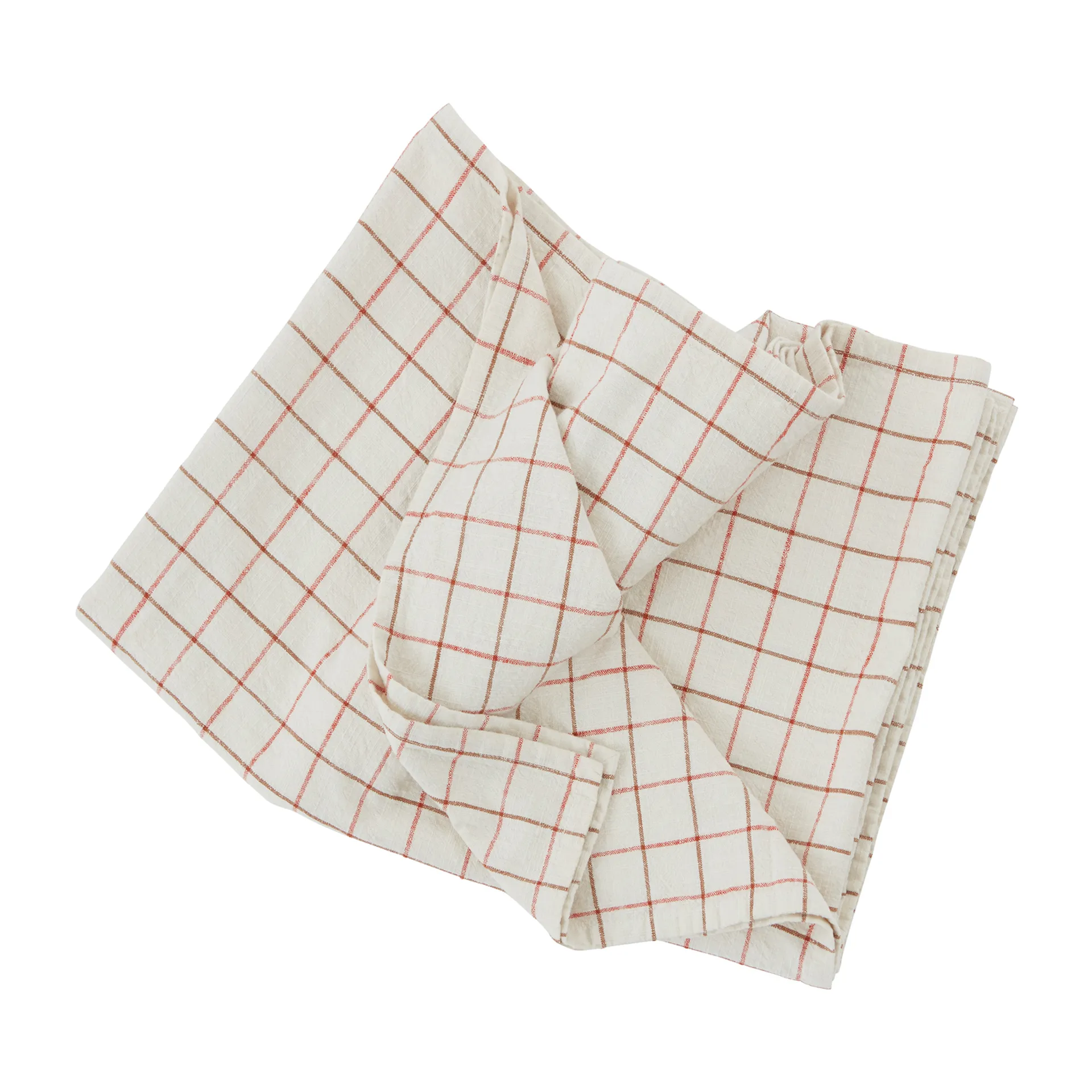 Grid table cloth 140x260 cm, Off white-red OYOY