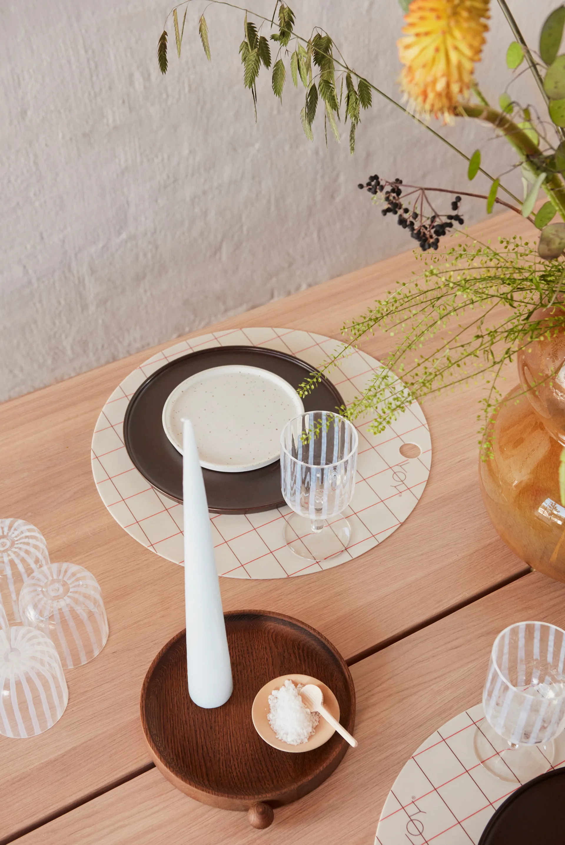 Hokei placemat Ø39 cm 2-pack, Off white OYOY