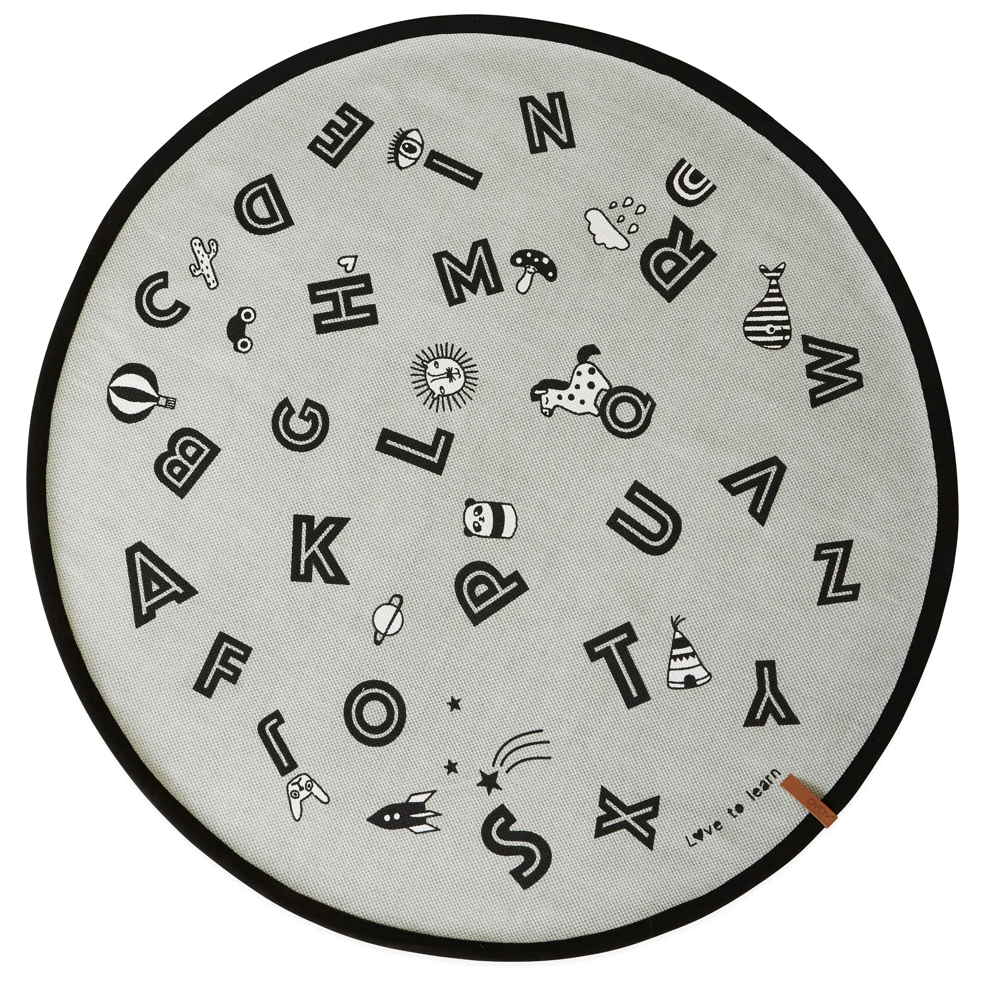 The alphabet rug Ø120 cm, Grey OYOY