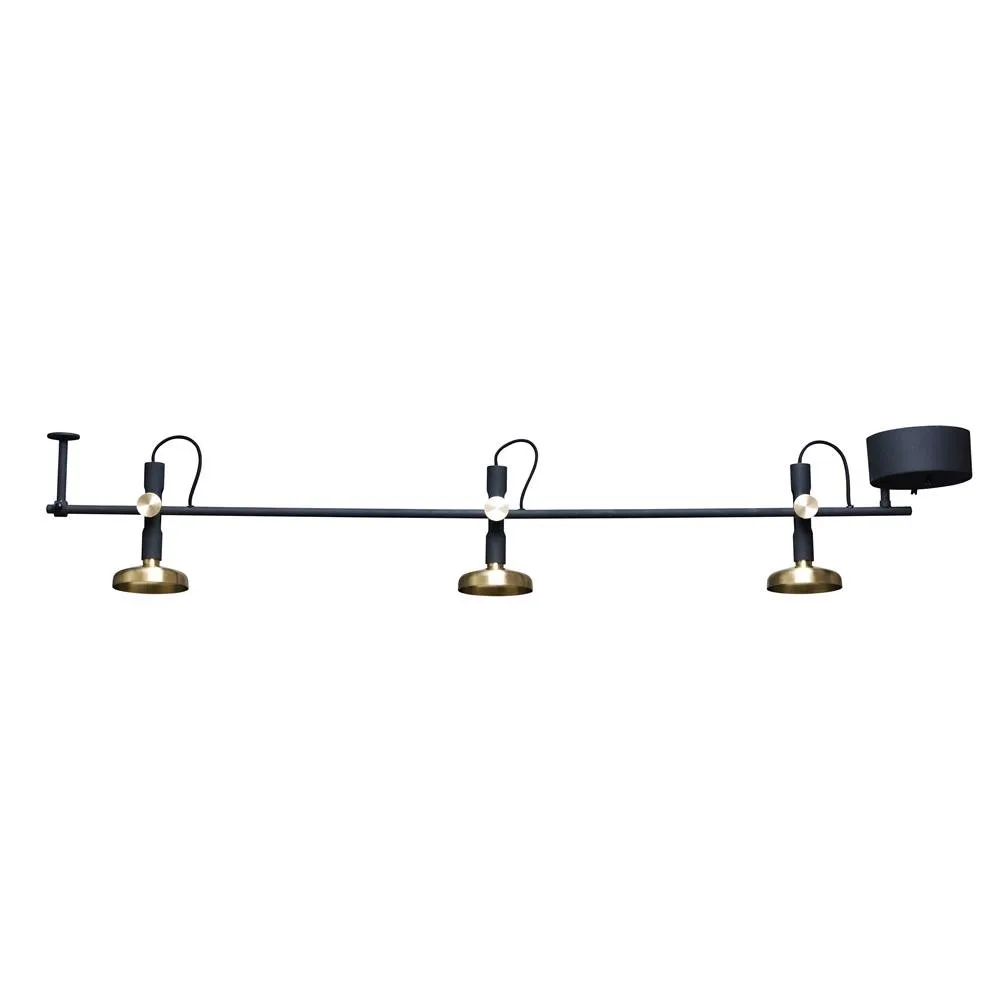 Blend 100 lamp rail, black-brass Pholc