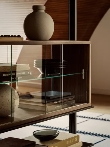 Pira display cabinet - Walnut-clear glass, 70x31 cm, glass back - Pira