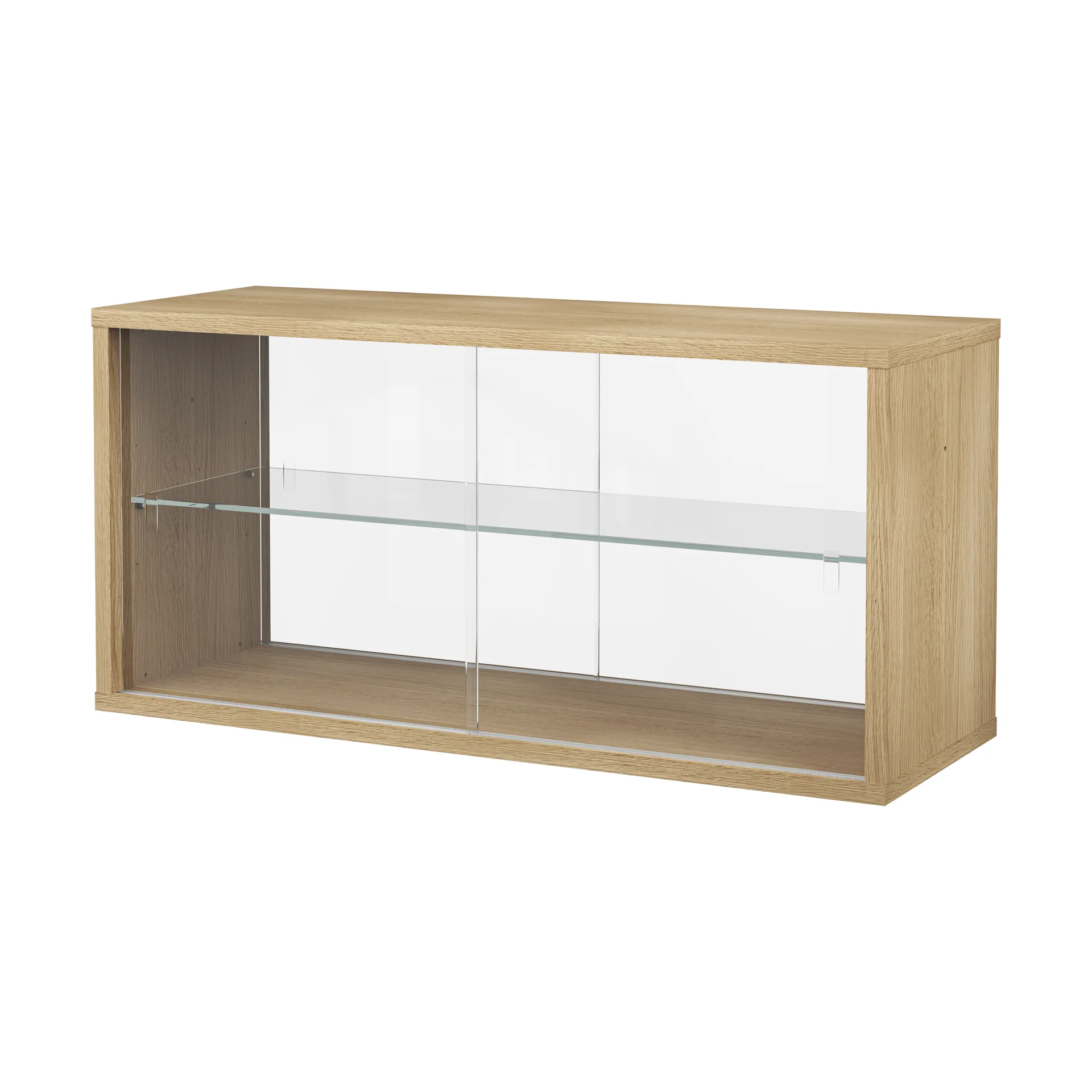 Pira display cabinet, Whitewashed oak-clear glass, 90x31 cm, 4 doors Pira