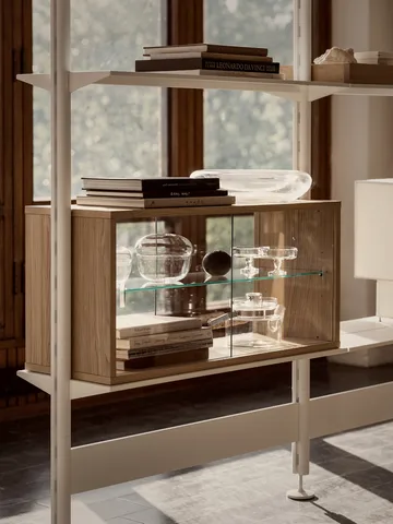 Pira display cabinet - Whitewashed oak-clear glass, 90x31 cm, 4 doors - Pira