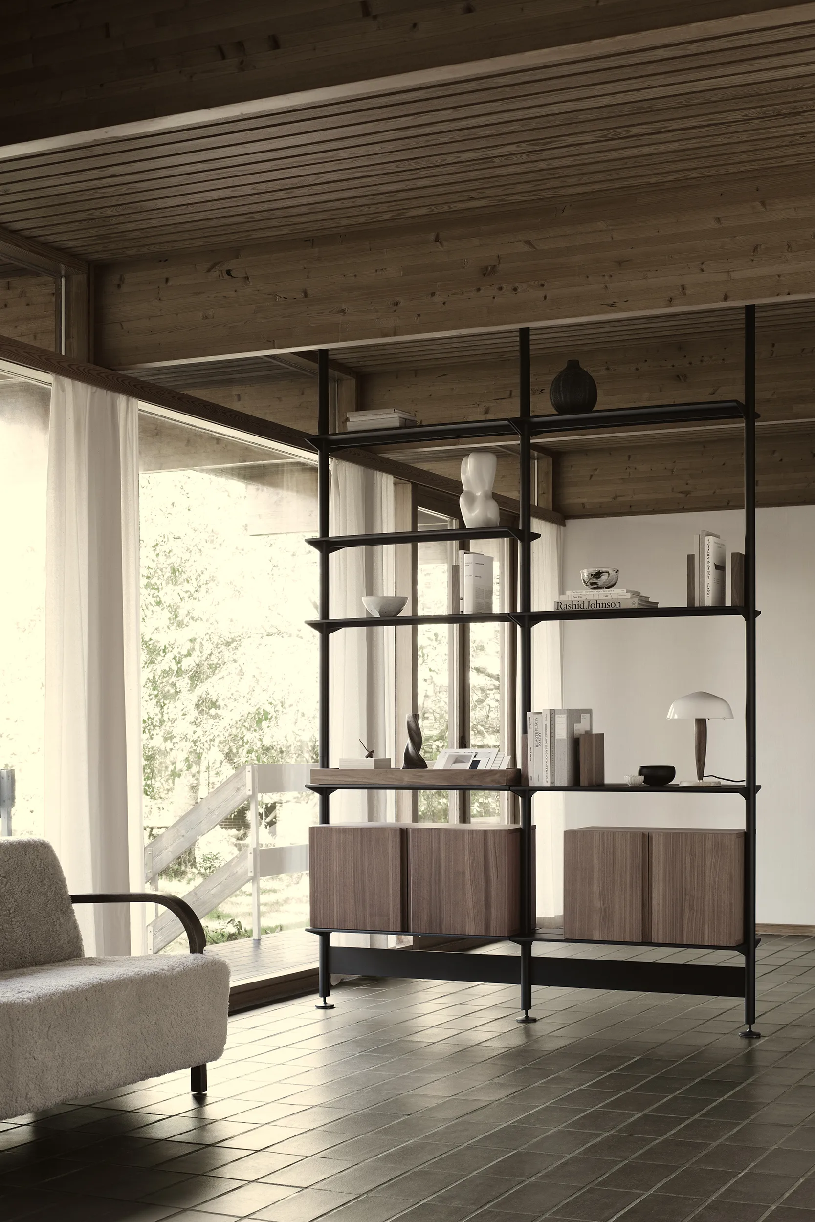 Pira G2 shelving system F C A Black/Walnut 240–247 cm Pira