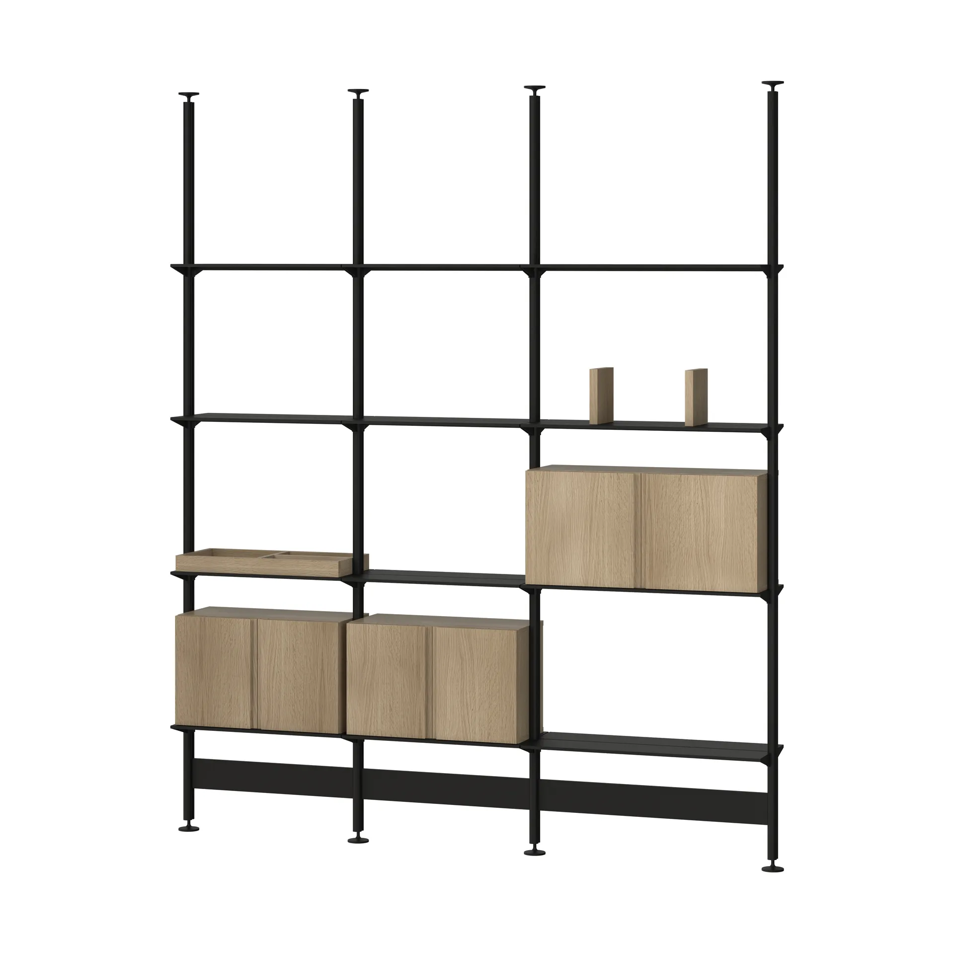 Pira G2 shelving system F C B Black/Oak 256–264 cm,  Pira