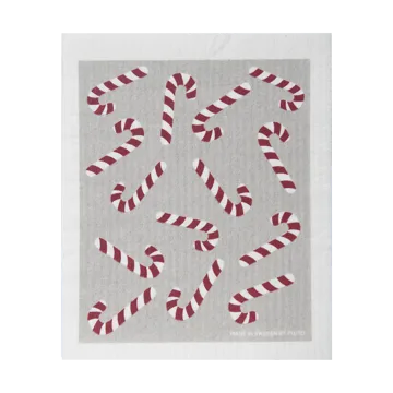 Candy cane dishcloth 17x20 cm - White-grey-red - Pluto Design