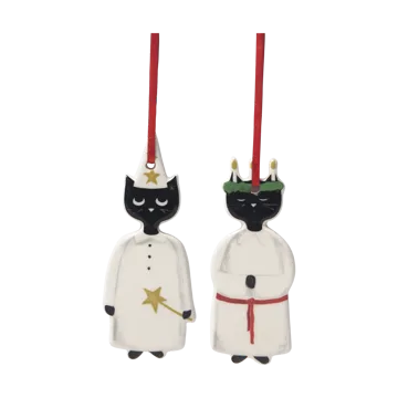 Christmas cats ornament 2 pieces - Black-white - Pluto Design