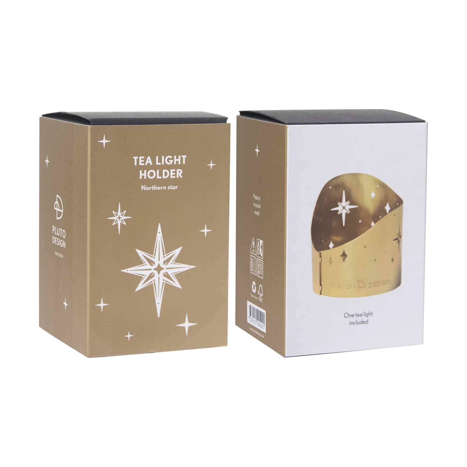 Northern star tea light holder Ø6.5 cm, Gold-plated metal Pluto Design