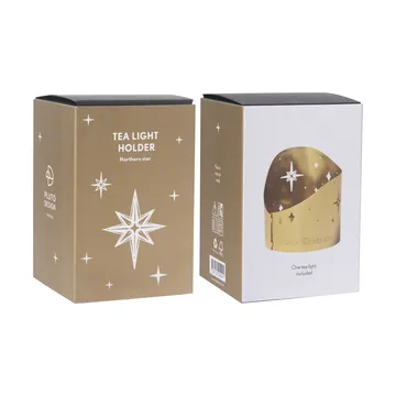 Northern star tea light holder Ø6.5 cm - Gold-plated metal - Pluto Design