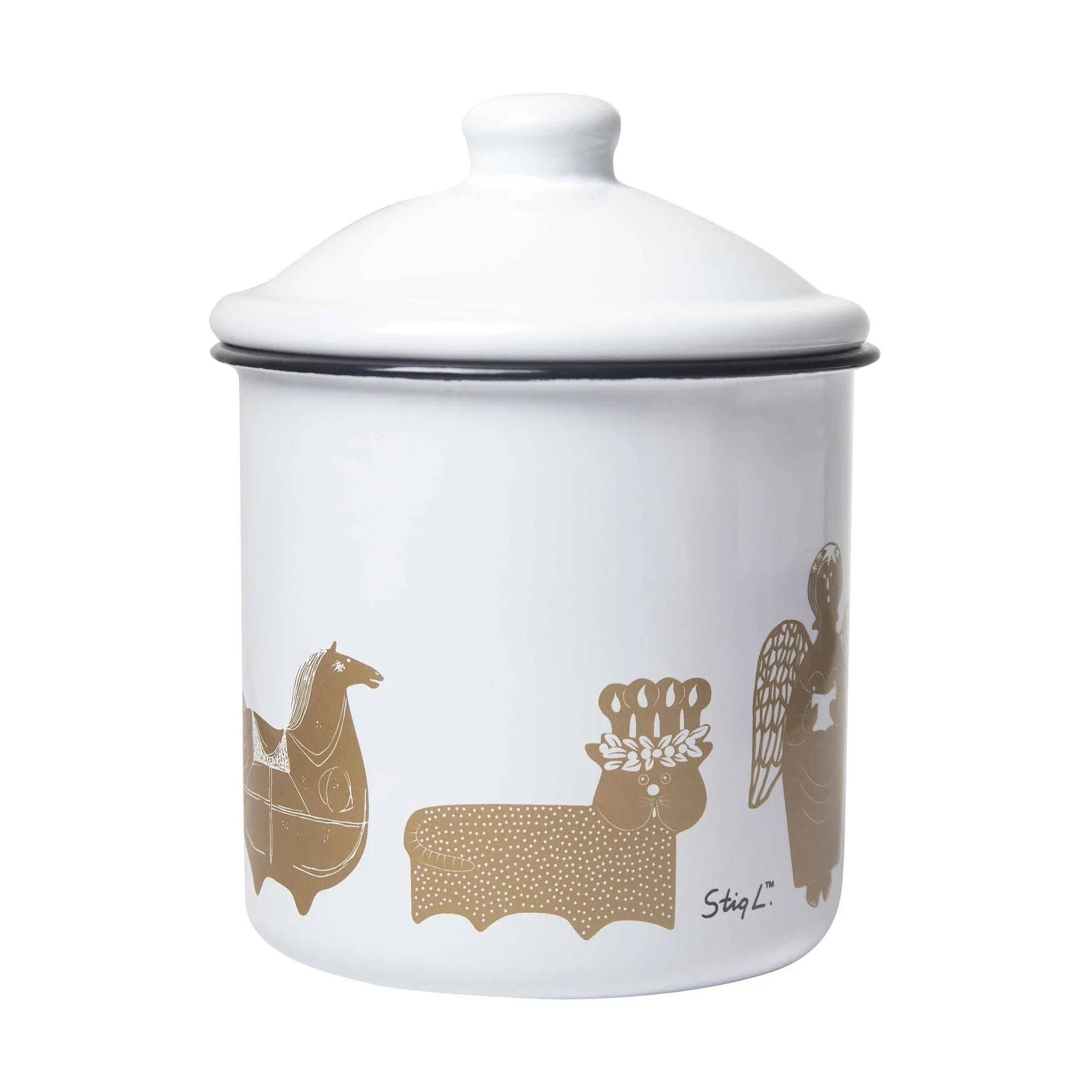 Stig L Gingerbread jar, White gold Pluto Design