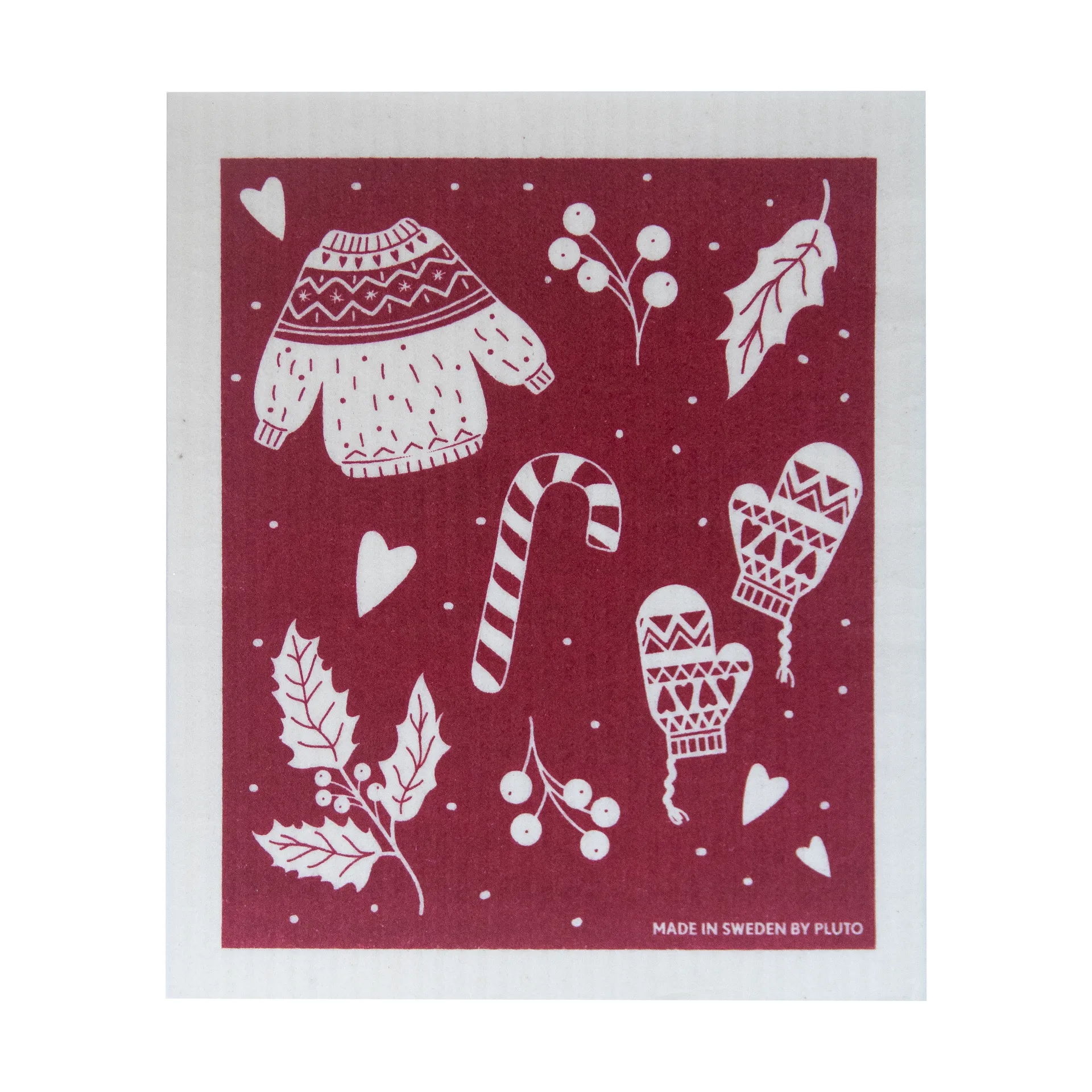 Winter dishcloth 17x20 cm, Red-gray Pluto Design
