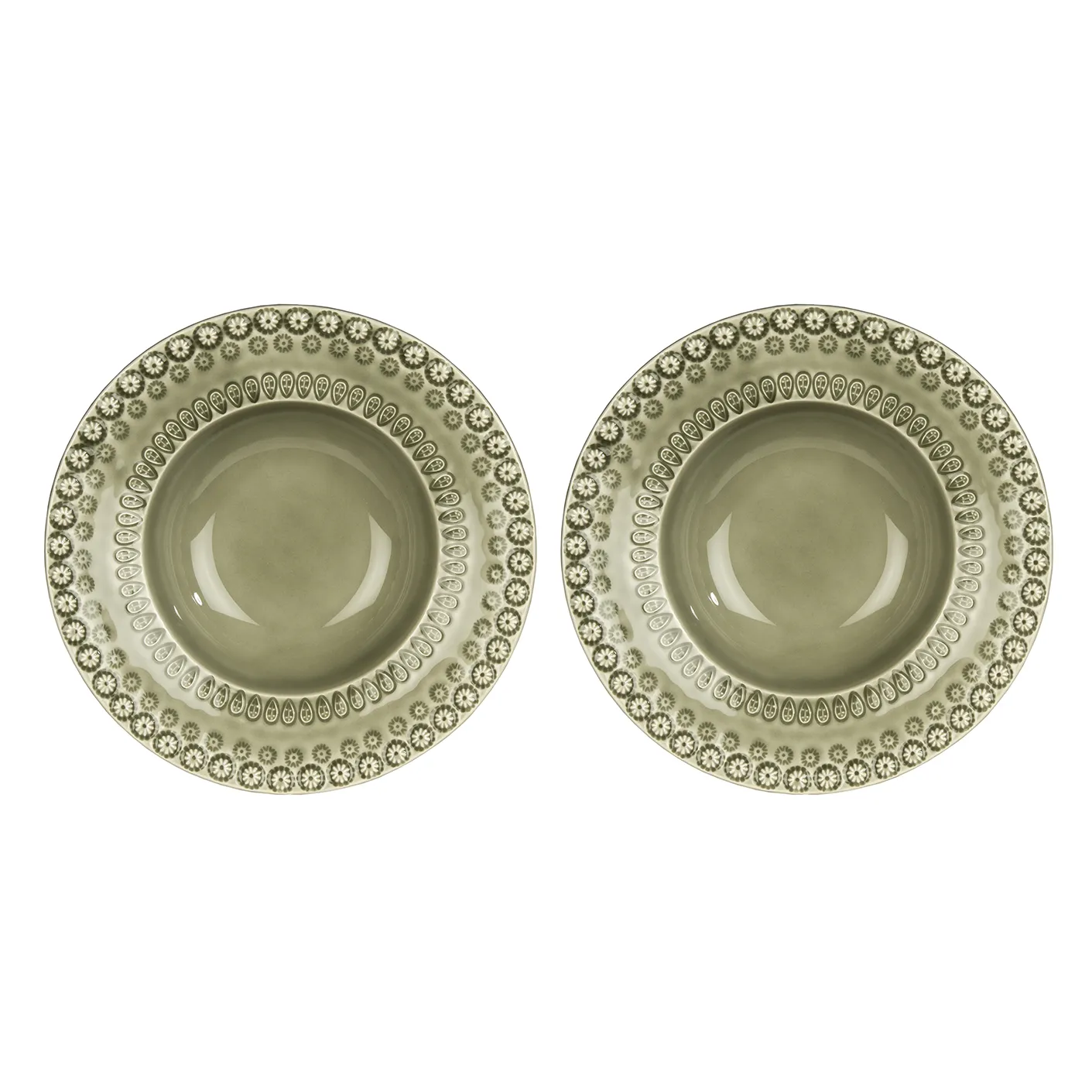 Daisy deep plate Ø 21 cm 2-pack, faded army (green) PotteryJo