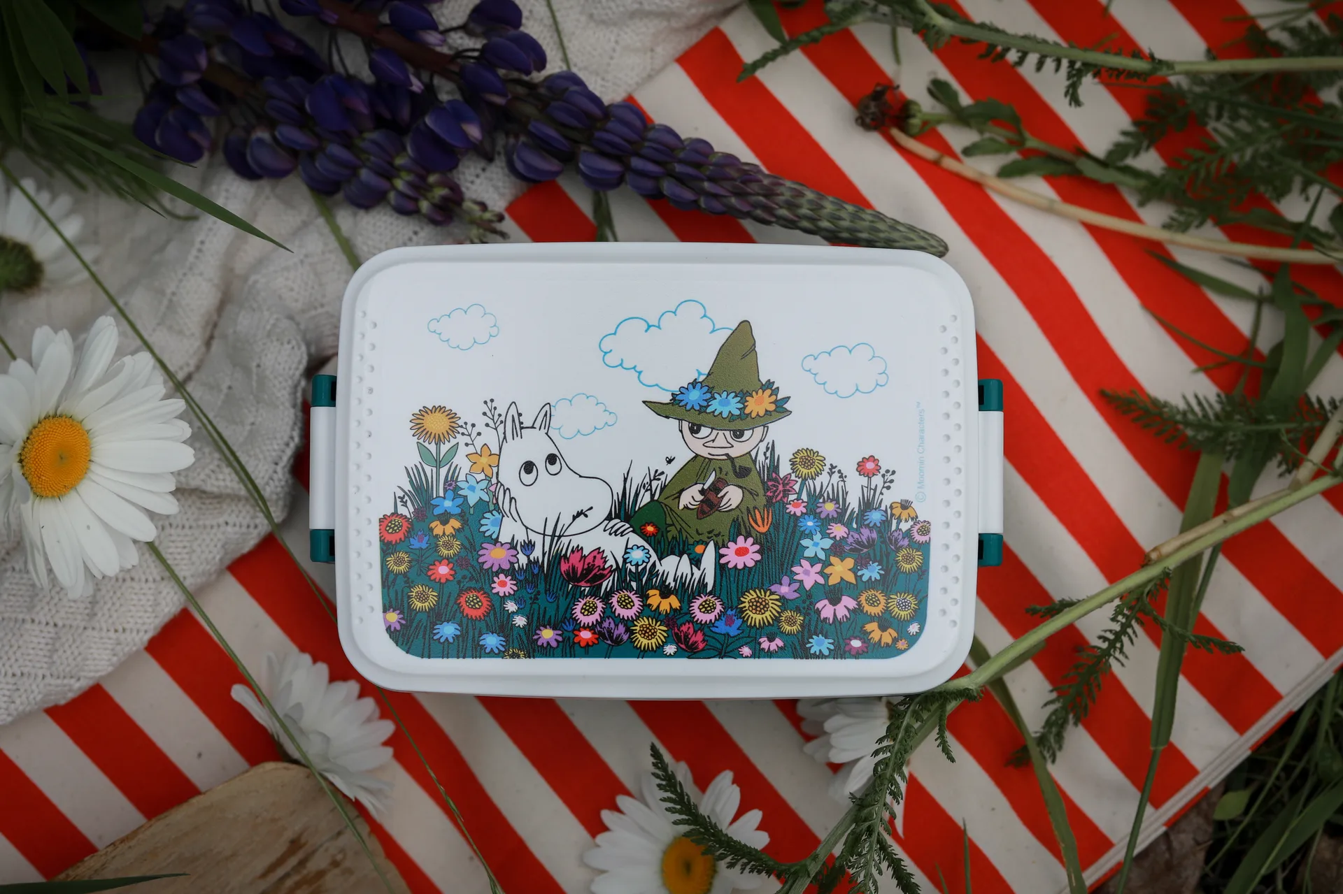 Moomin Meadow lunch box 12x18.5 cm, Green Rätt Start