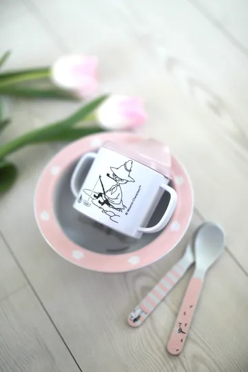 Moomin Water & Bath sippy cup & suction cup plate - Pink - Rätt Start