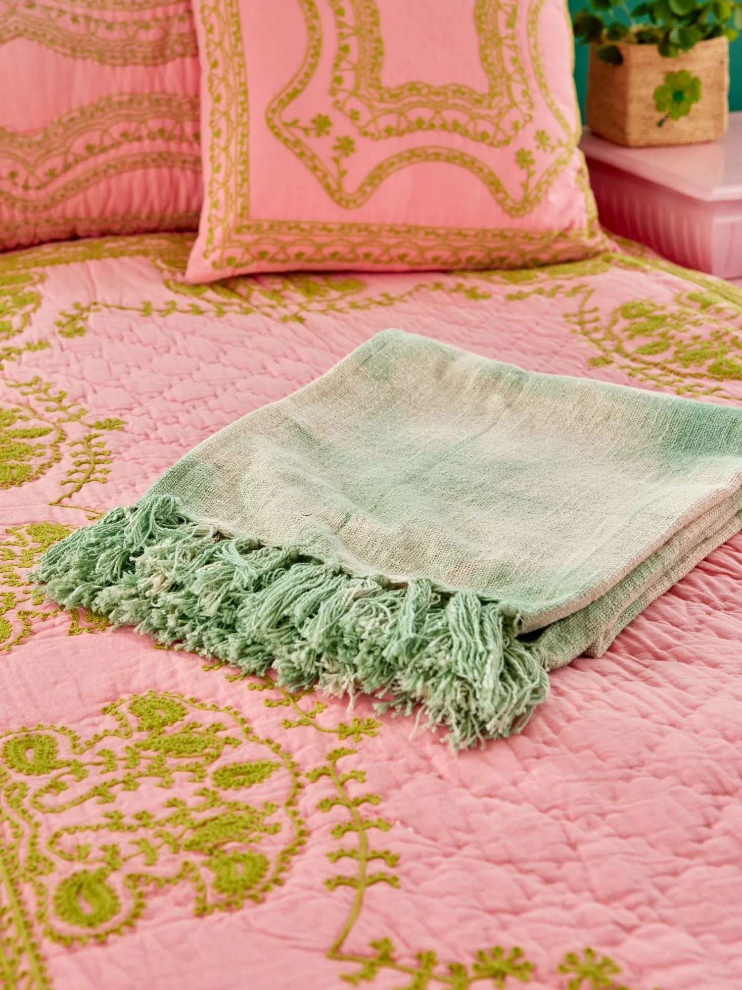 Rice blanket 125x150 cm, Tie-dye, green RICE