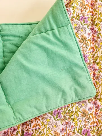 Rice cotton throw flowers 140x200 cm - Multi-green - RICE