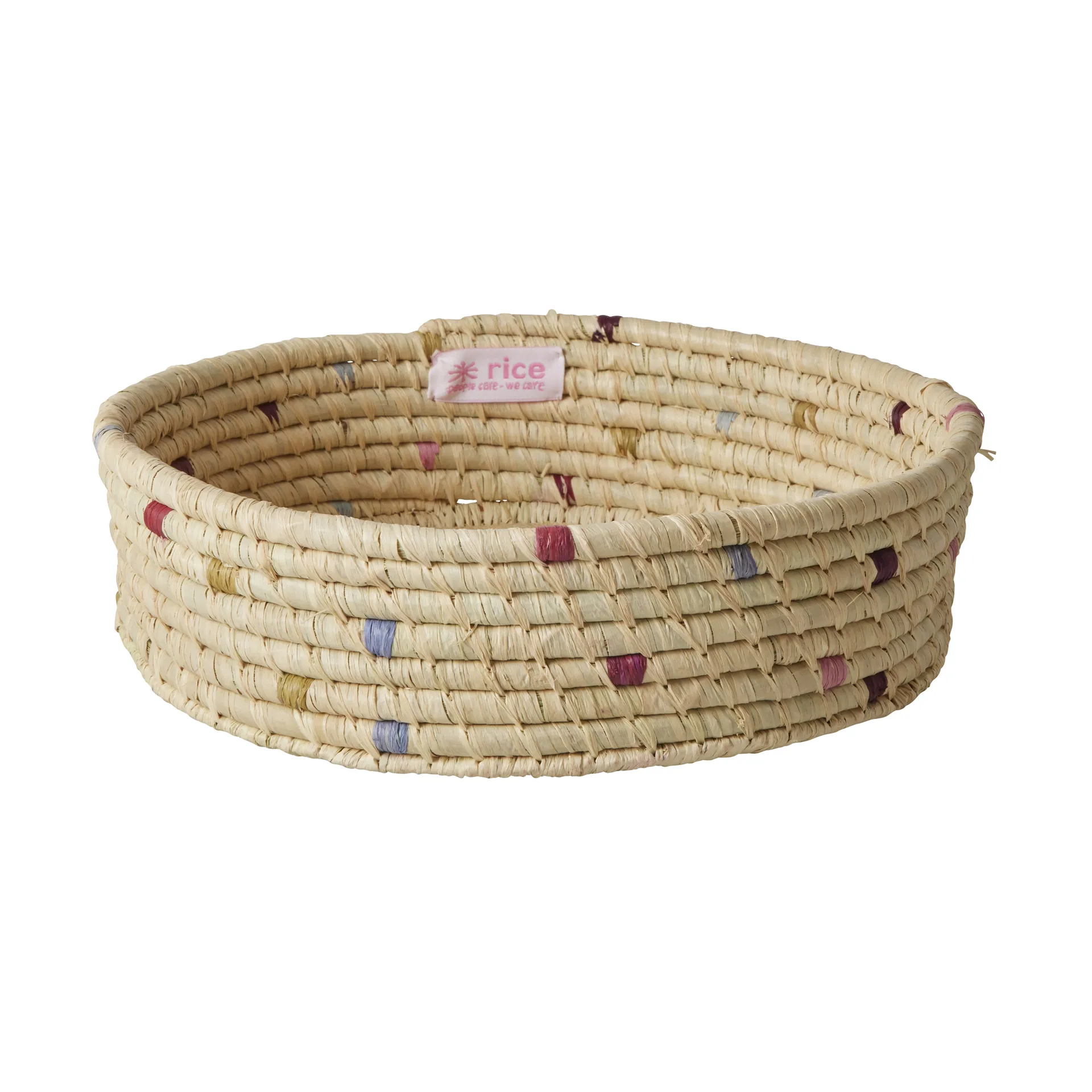 Rice raffia round storage basket small, Natural RICE
