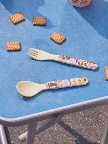 Rice wildlife children's cutlery 2 pieces - Pink - RICE