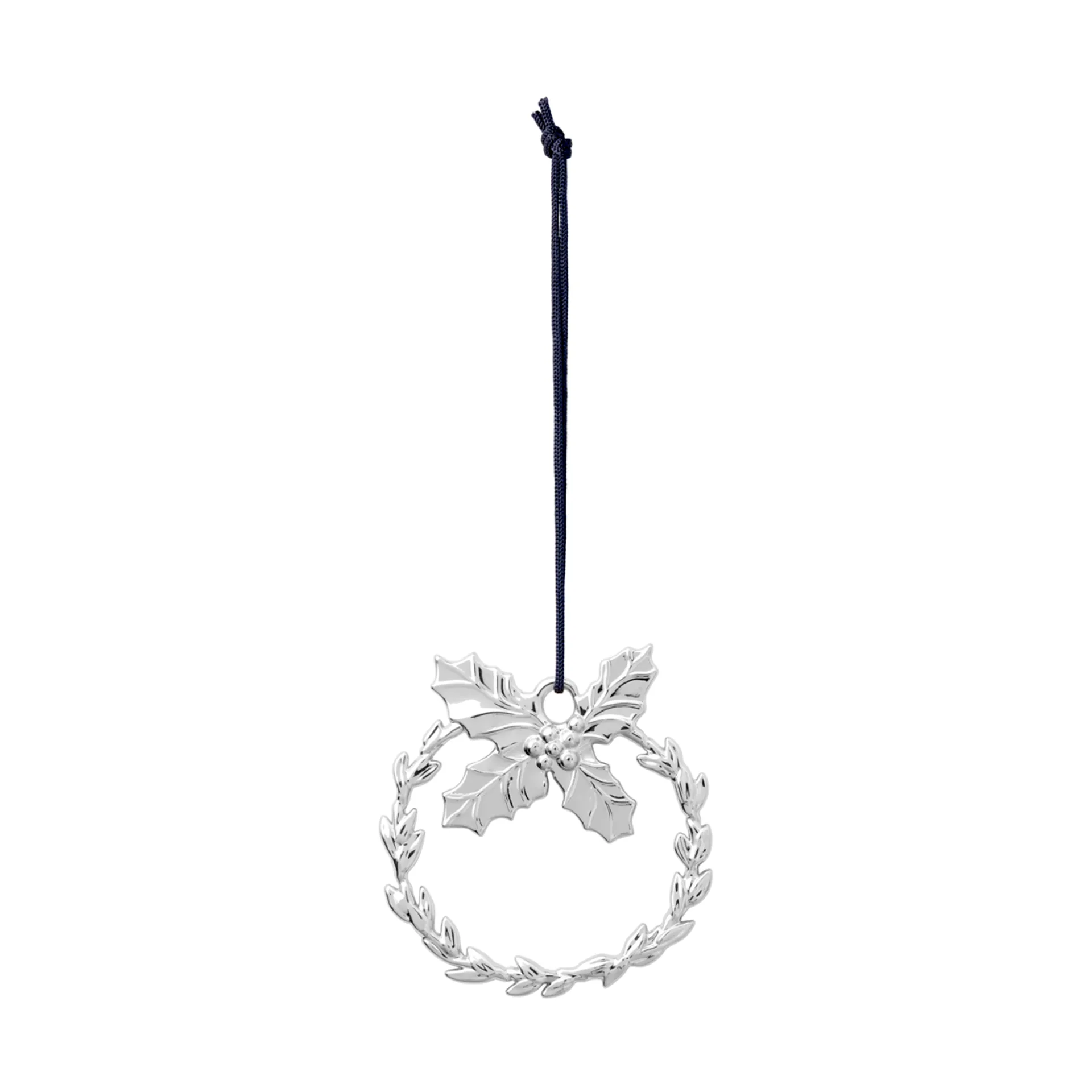 Karen Blixen Holly hanging Christmas decoration, Silver plated Rosendahl
