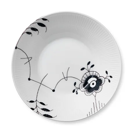 Black Fluted mega deep plate 6, Ø 24 cm Royal Copenhagen