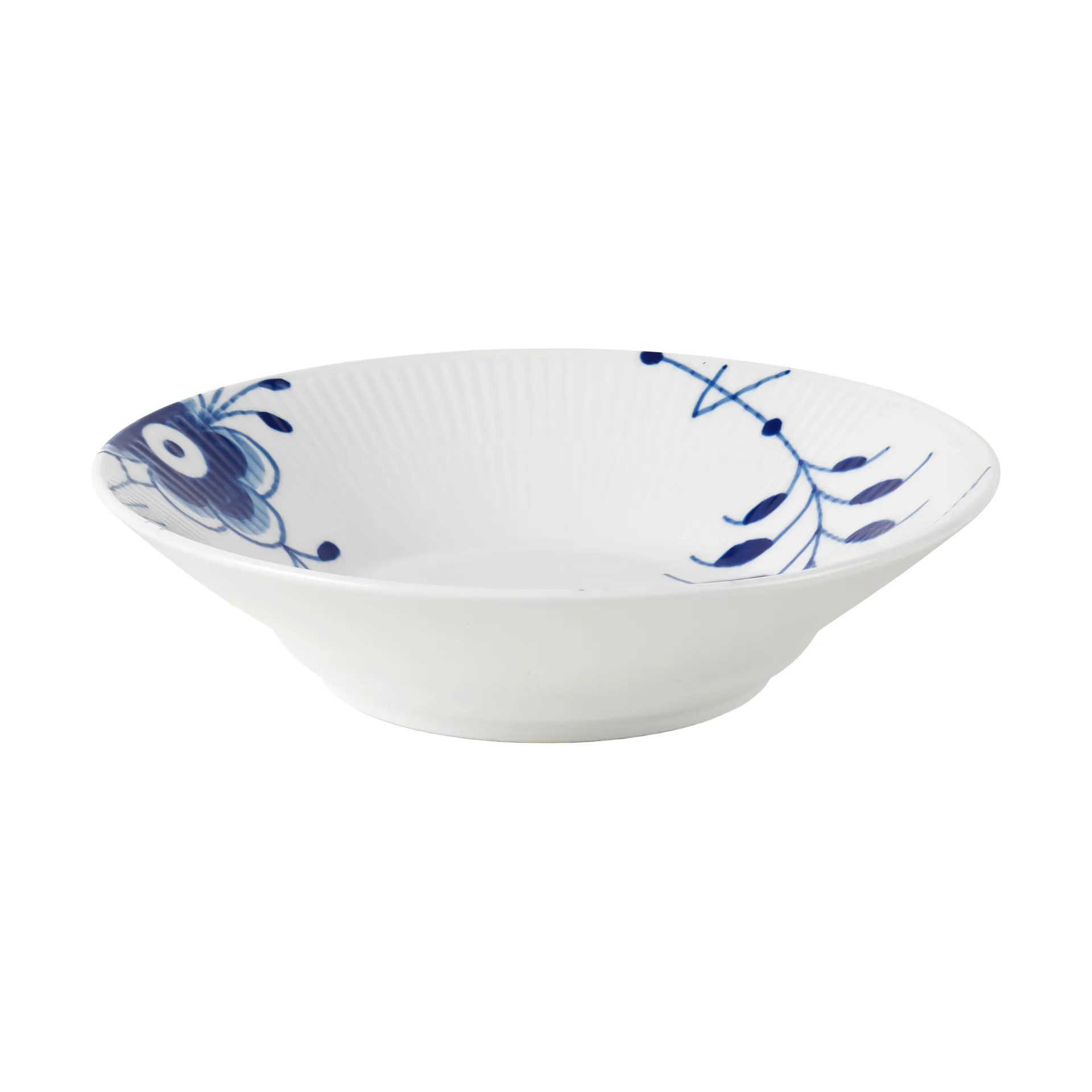 Blue Fluted Mega deep plate Ø21 cm, White-blue Royal Copenhagen