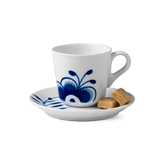Blue Fluted Mega espresso cup with saucer, 9 cl Royal Copenhagen