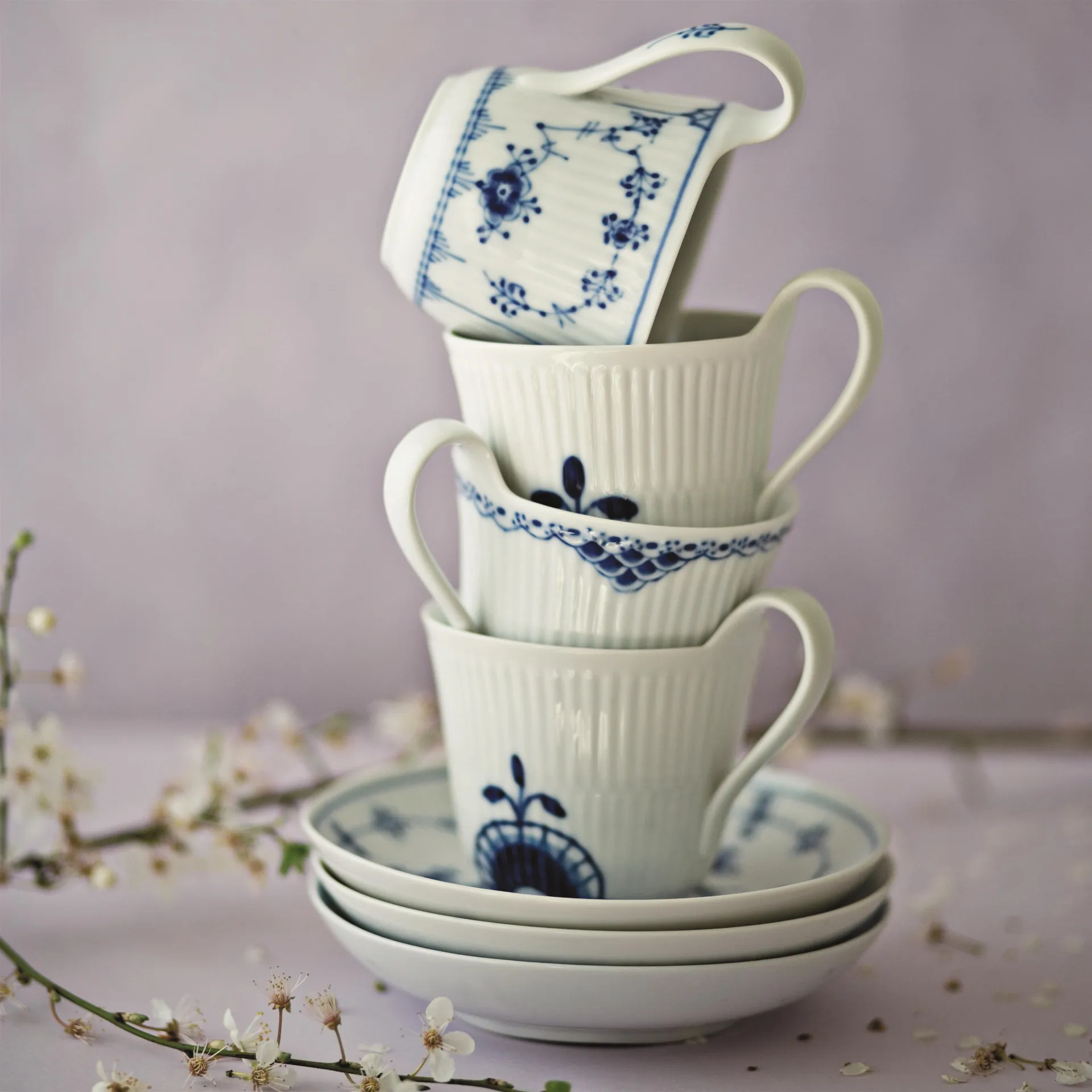 Princess cup with saucer, 25 cl-high handle Royal Copenhagen