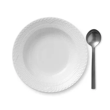 White Fluted Half Lace deep plate - Ø 21 cm - Royal Copenhagen