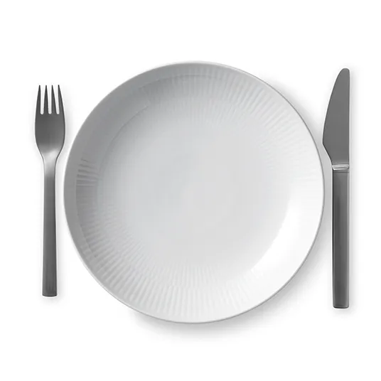 White Fluted modern plate, Ø 20 cm Royal Copenhagen