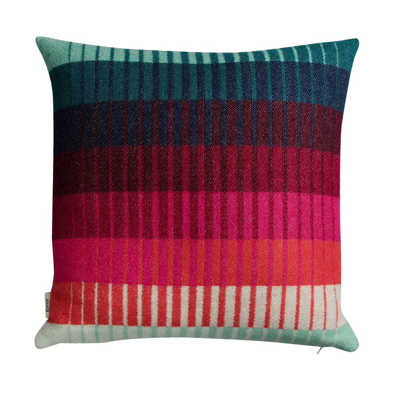 Åsmund gradient cushion 50x50 cm, Red-turquoise Røros Tweed