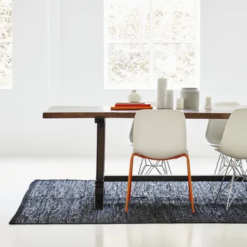 Leather rug 60x90 cm - Black (black) - Rug Solid