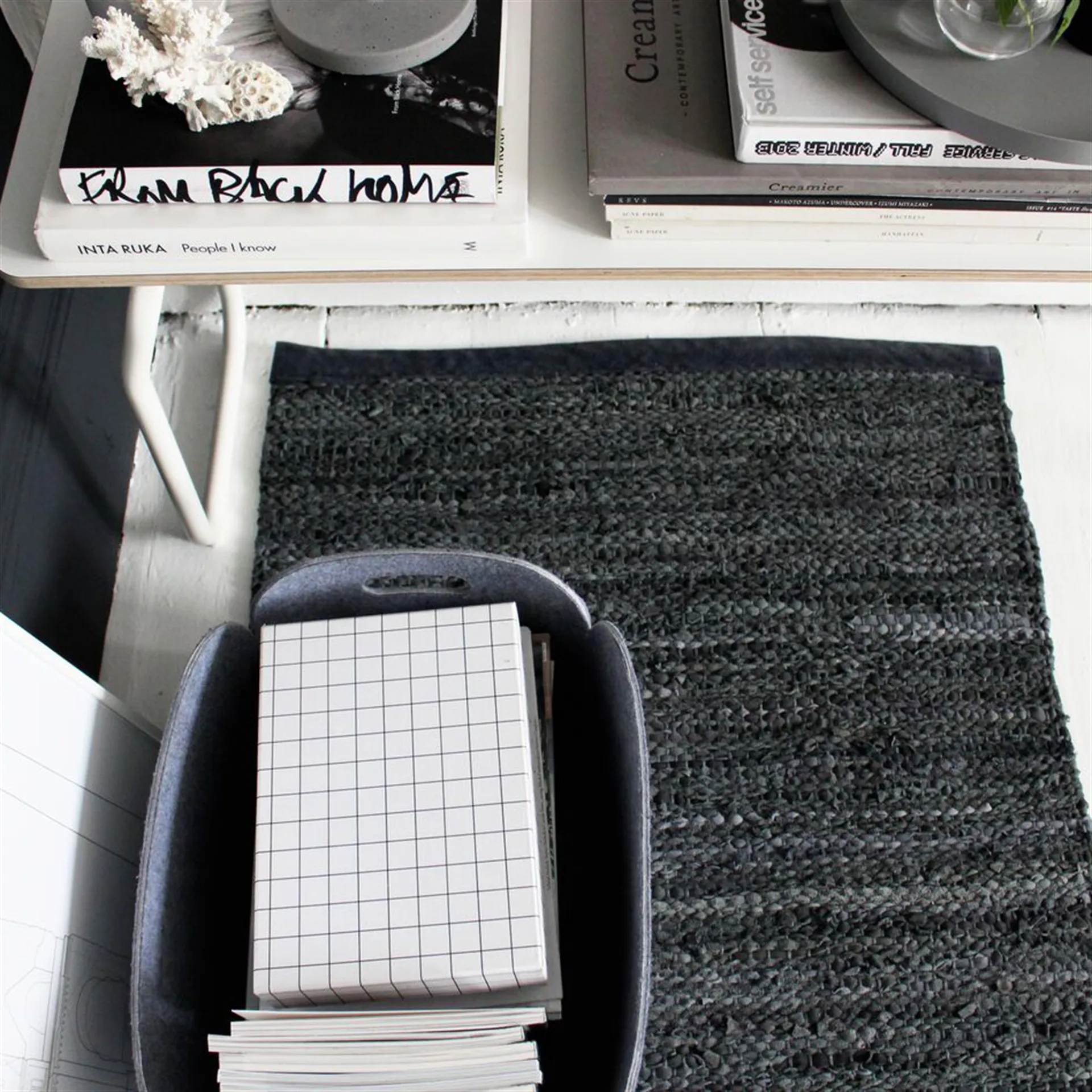 Leather rug 60x90 cm, Black (black) Rug Solid