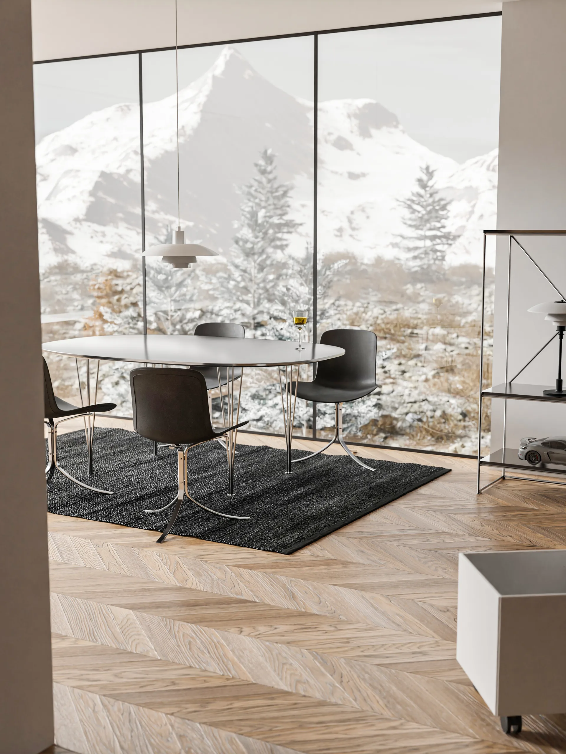 Leather rug 65x135 cm, Black (black) Rug Solid
