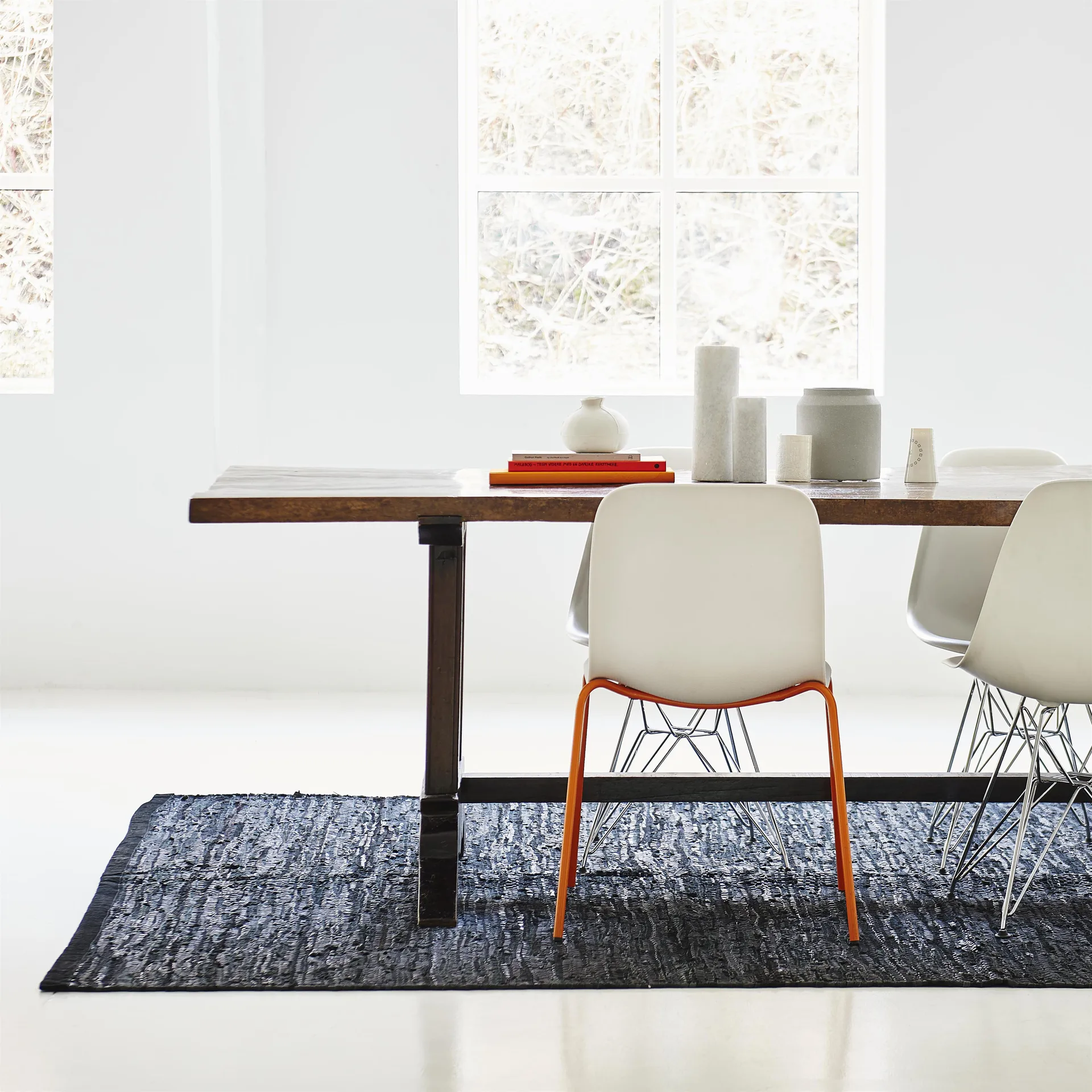 Leather rug 65x135 cm, Black (black) Rug Solid