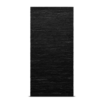 Leather rug 75x200 cm - Black (black) - Rug Solid