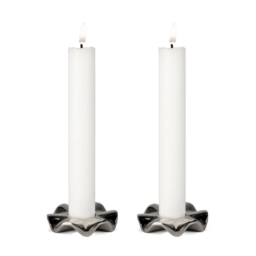 Signe candle sticks 2-pack, Silver Sagaform
