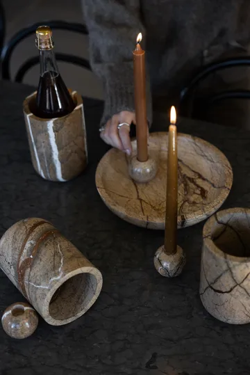 Stone candle holder Ø6 cm - Brown forest marble - Sagaform