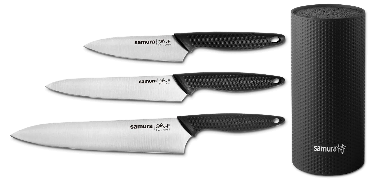 Golf knife set 4 pieces, Black Samura