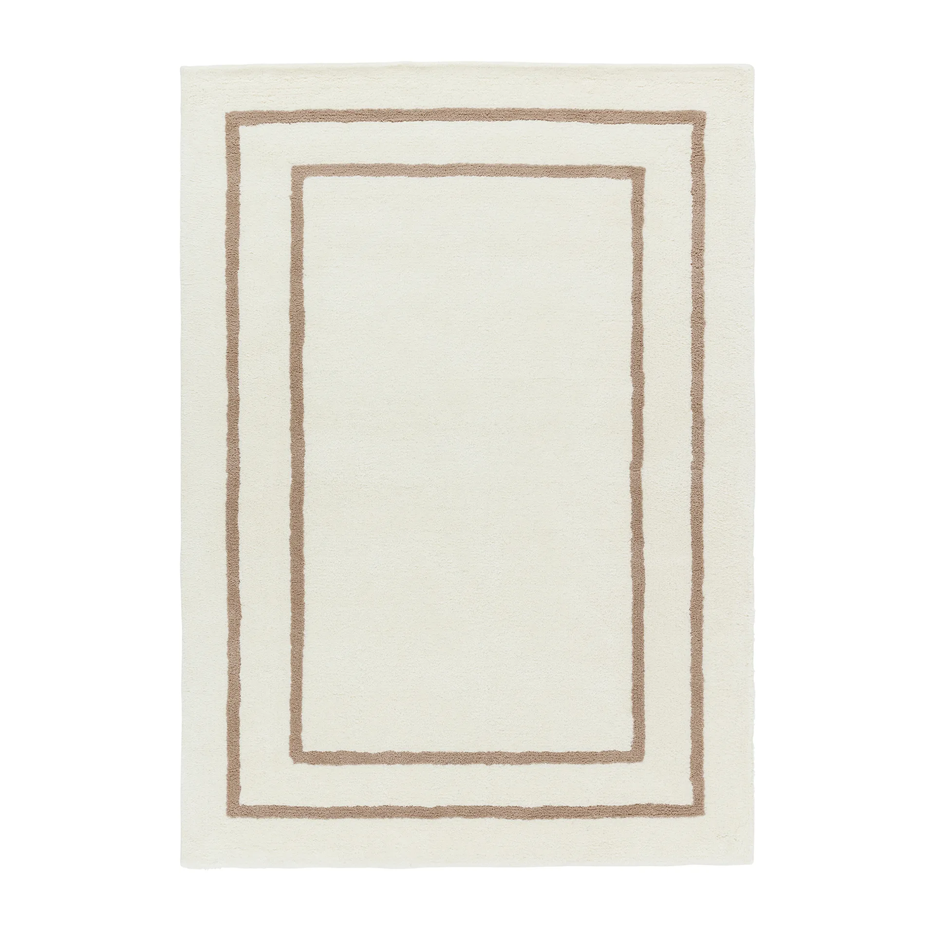 Borders wool carpet, White-beige 170x240 cm Scandi Living