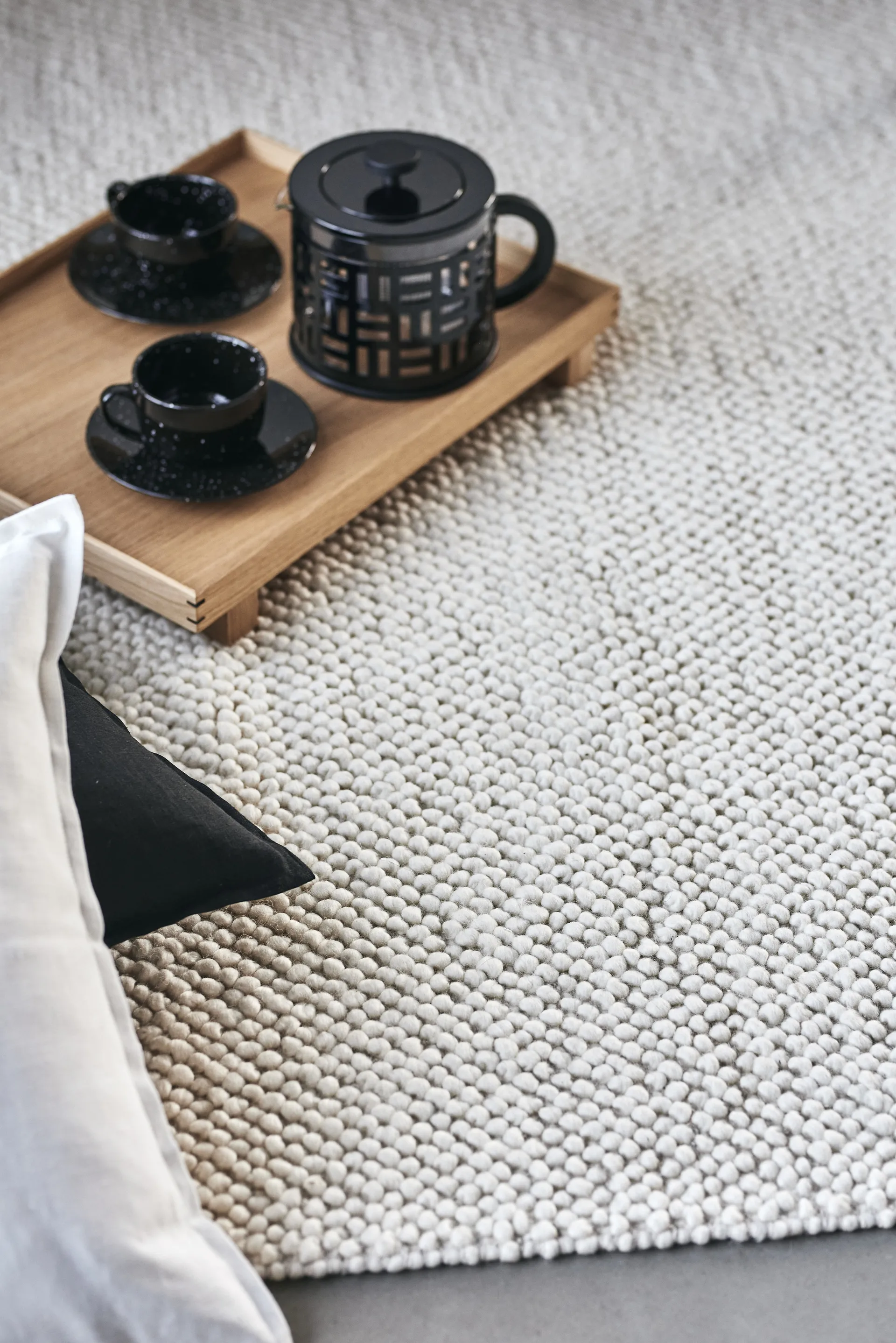 Flock wool rug natural white, 170x240 cm Scandi Living