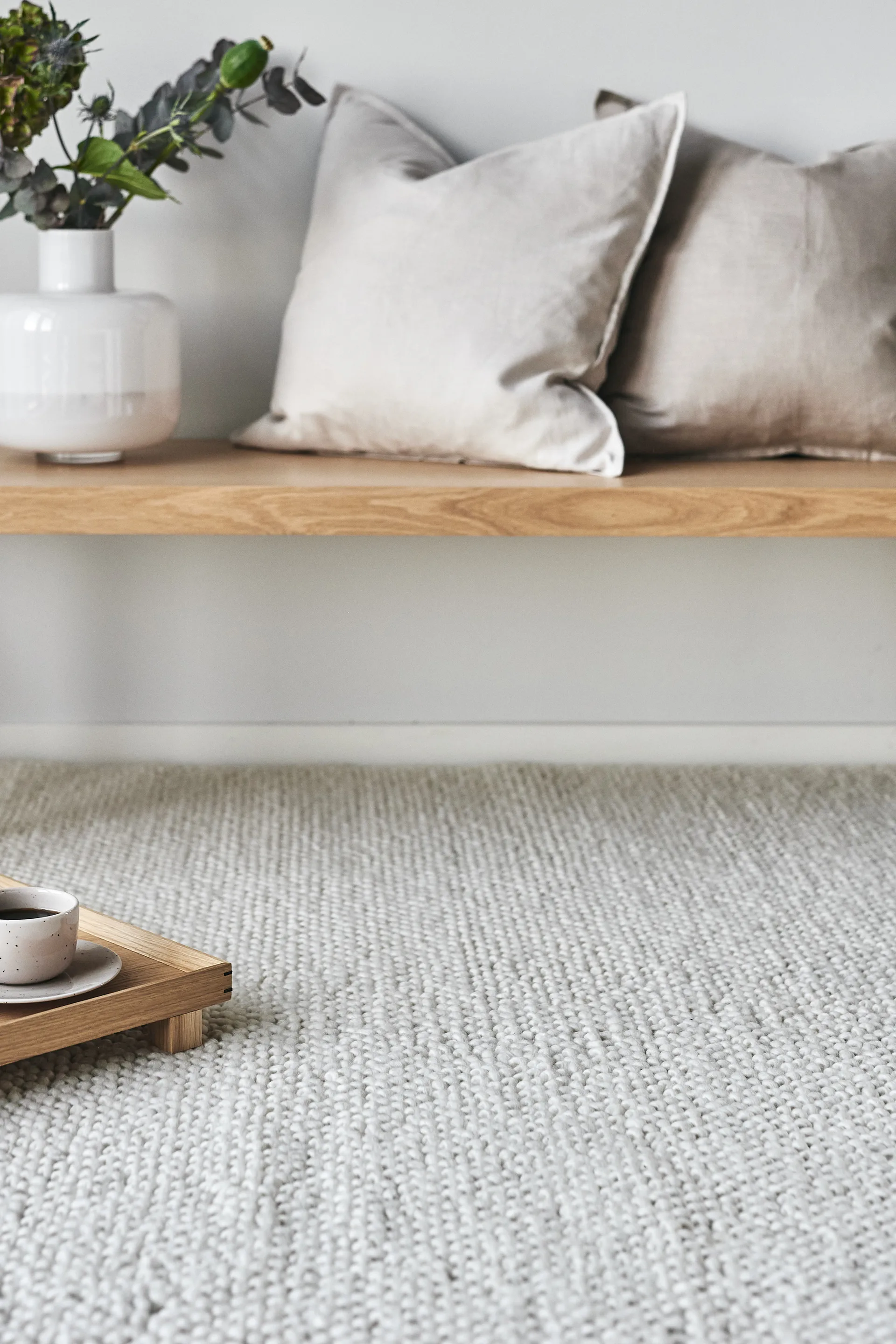 Flock wool rug natural white, 170x240 cm Scandi Living