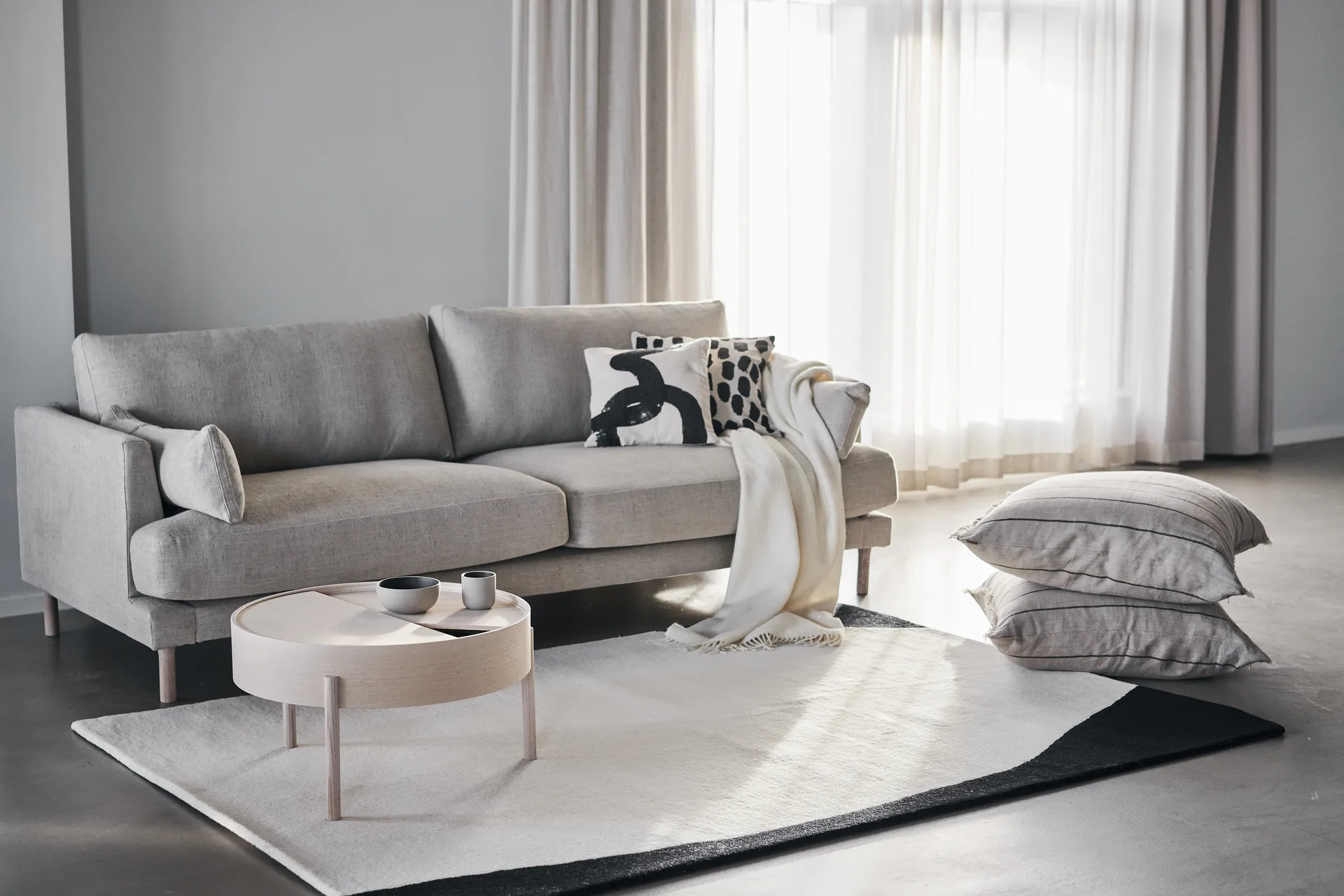 Flow wool carpet white-black, 170x240 cm Scandi Living