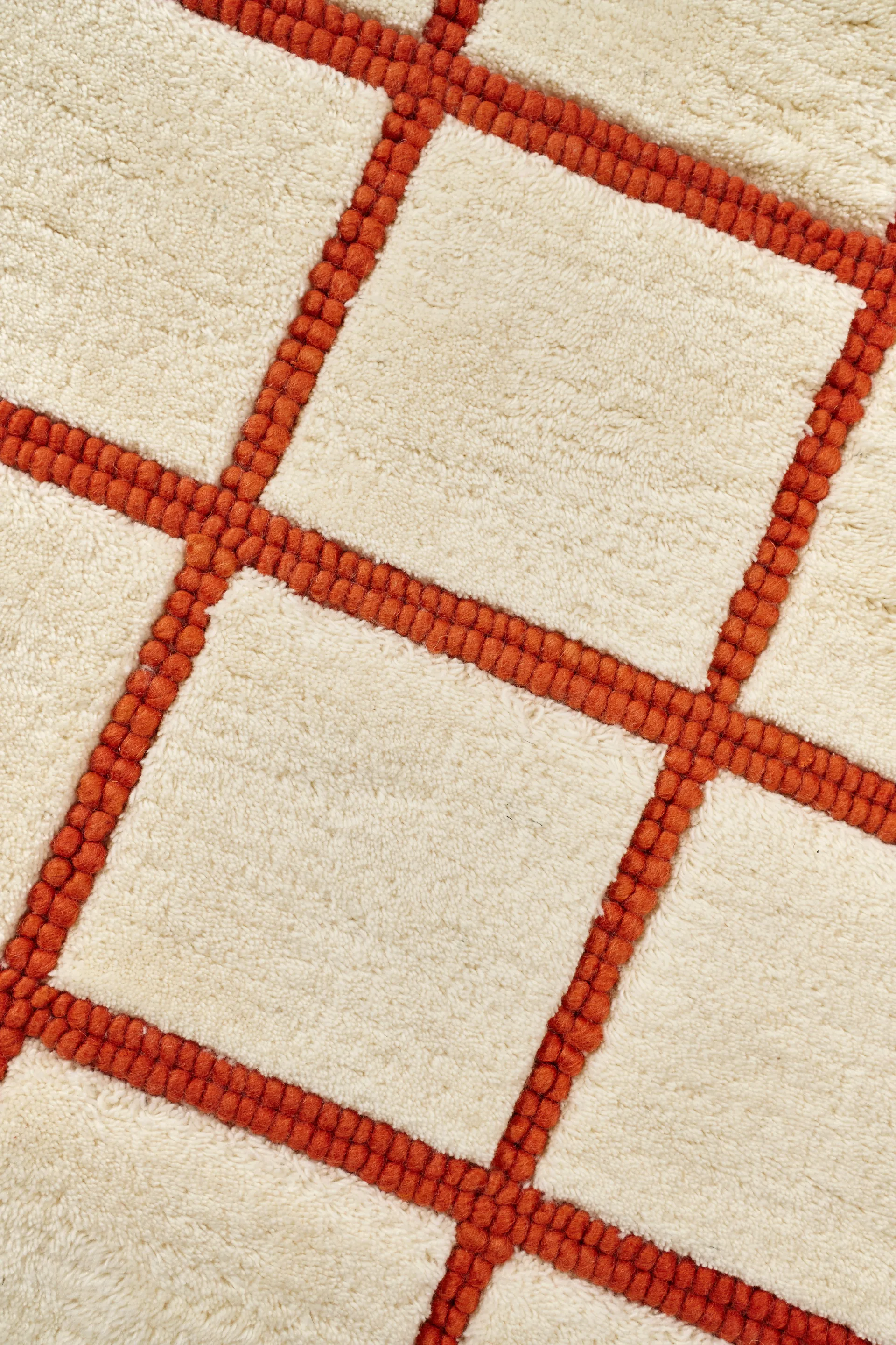 Pasture wool rug natural white/rust, 200x300 cm Scandi Living