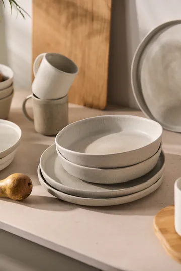 Sandsbro pasta plate light grey, Ø23 cm, 6-pack - Scandi Living