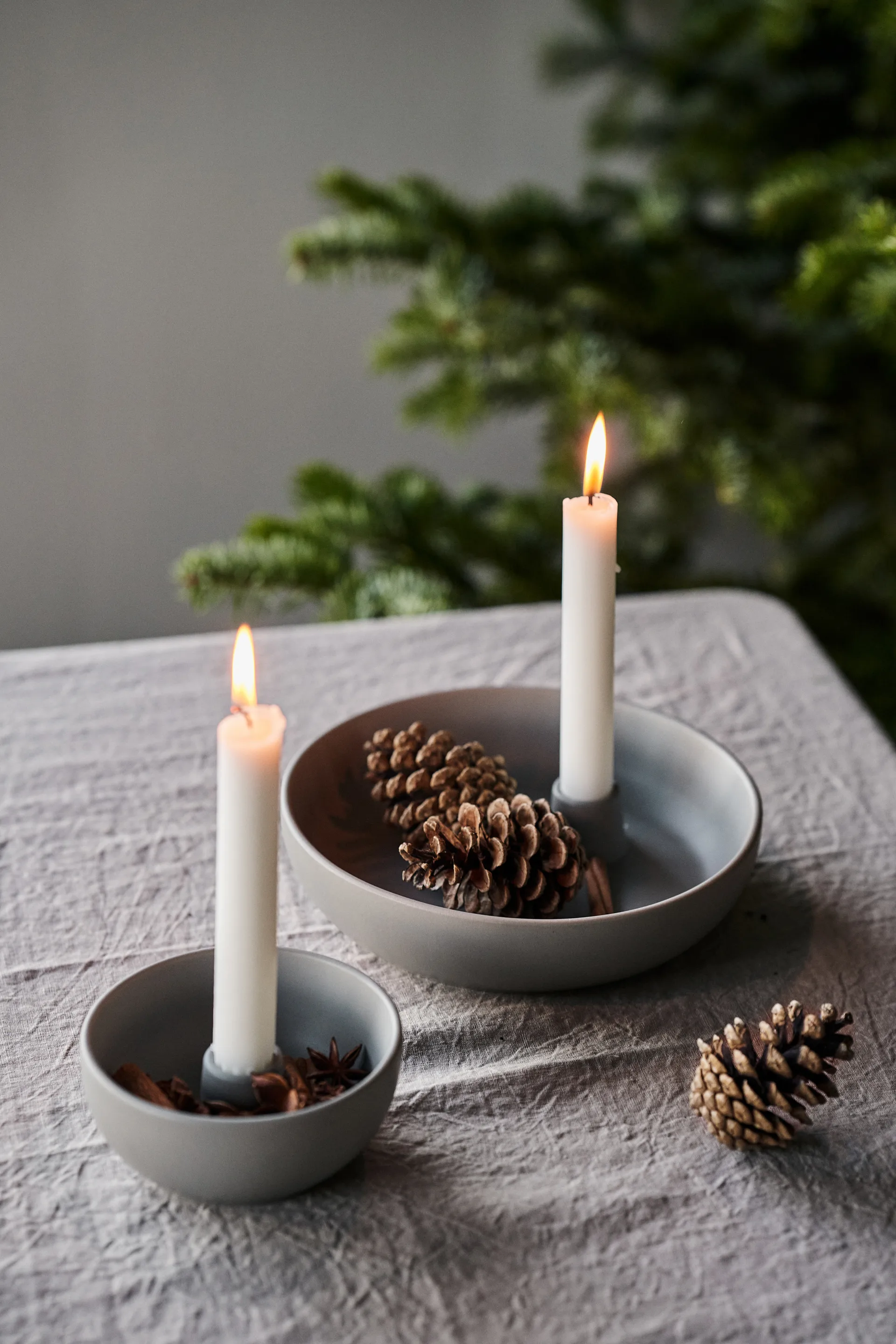 Valley candle sticks Ø21 cm, grey Scandi Living