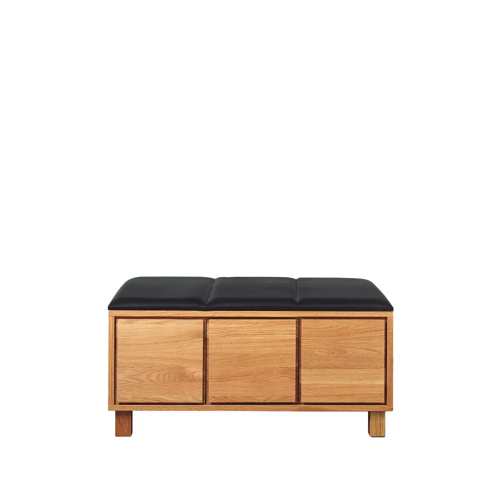 Bänk 6, Leather black. oiled oak fframee Scherlin